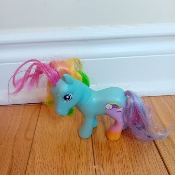 Y2K 2006 My Little Pony MLP G3 Rainbow Dash Ombre Leg Clouds Girly 4.25" READ - Picture 2 of 14